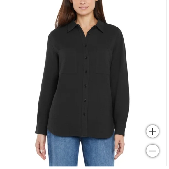 NWT Gap Women's cotton Gauze Button Front Shirt Black M L - Picture 1 of 4